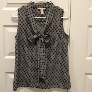 Banana Republic Link Print Tie Neck Tank Top Size Small